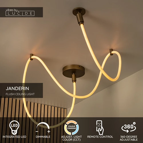 Lucide JANDERIN - Flush ceiling light - LED Dim. - CCT - 1x36W 2200K/3300K - Champagne Color | Vibes - USP